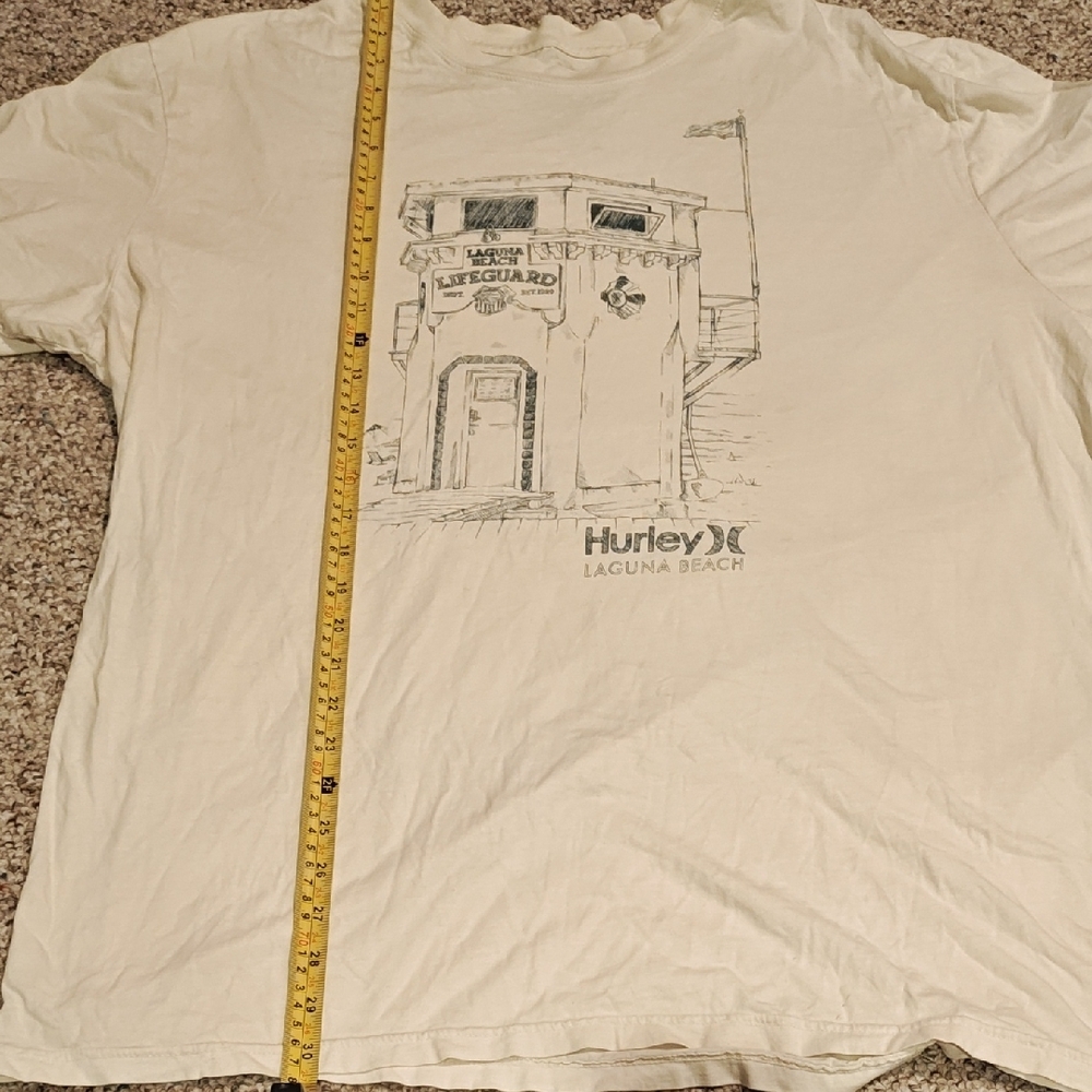 Hurley White Short Sleeve Tee with Architectural Design